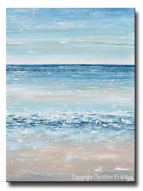 Original Art Blue Abstract Painting Large Textured Beach Coastal Decor