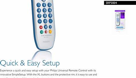 Philips SRP3004/10 Universal Remote Control User Manual Leaflet Srp3004