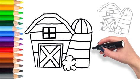 Learn How To Draw Farm Animal Barn Teach Drawing For Kids And