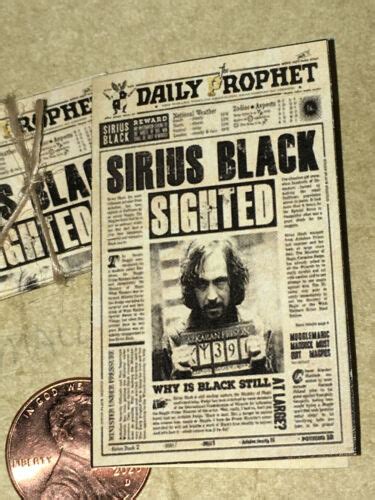 2 Tall Small Mini Daily Prophet Newspaper Sirius Black Sighted Magic