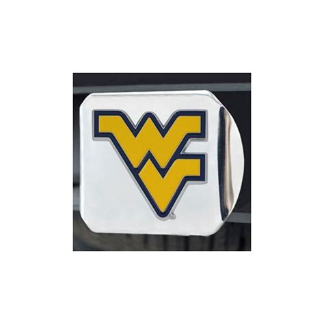 Fanmats® 22851 Chrome College Hitch Cover With Yellow West Virginia