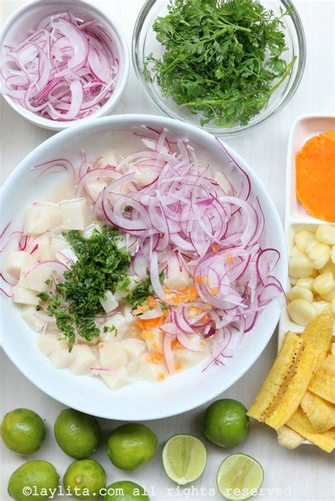 The best ones are at little local places and markets with access to fresh seafood and depend on what's been caught or harvested. Peruvian fish cebiche or ceviche - Laylita's Recipes