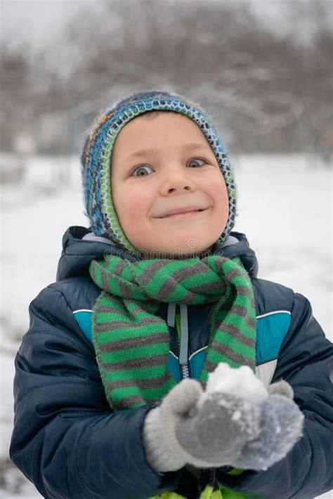 Winter Portrait Of Kid Boy In Colorful Clothes Stock Photo Image Of