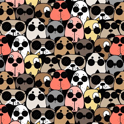 Hand Drawn Cool Dogs Pattern Background Vector Illustration 628651