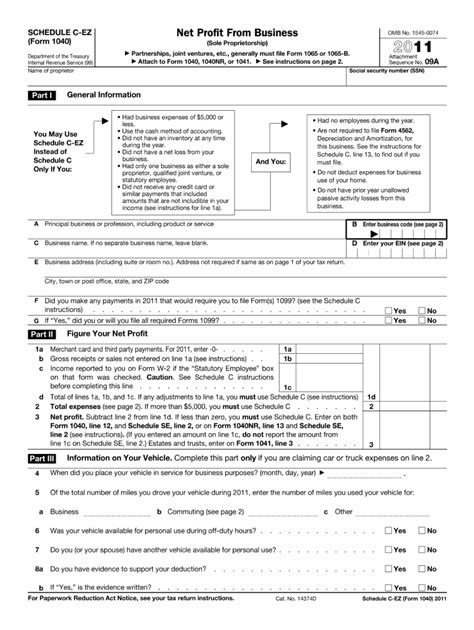 Fillable 1040 Schedule C Ez Form Fill Out And Sign Printable Pdf
