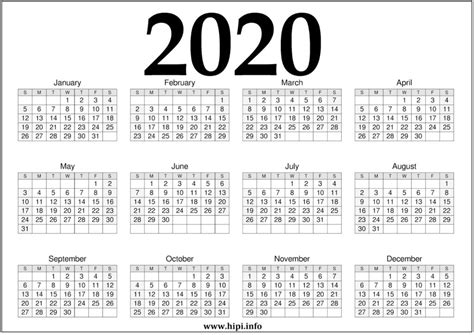 12 Month Printable Free 2020 Calendar Red And Black