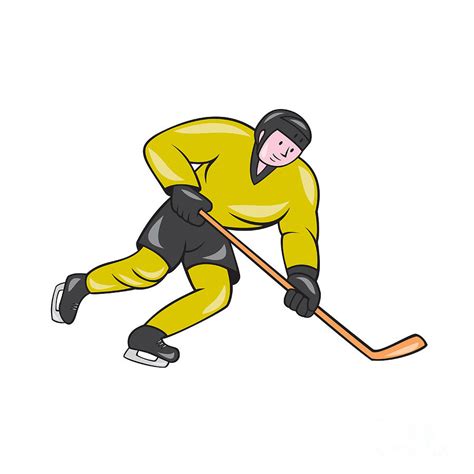 Ice Hockey Player In Action Cartoon Digital Art By Aloysius Patrimonio