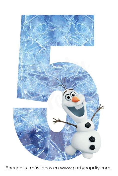 The Number Five Is Made Up Of Frozen Snow And Has A Cartoon Character On It