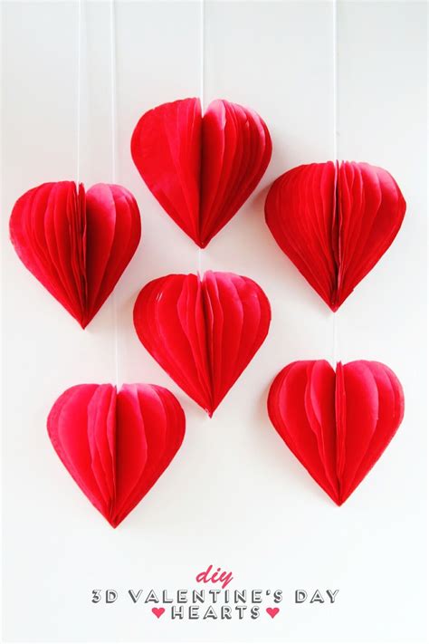 Diy 3d Valentines Day Tissue Paper Heart Decorations — Gathering