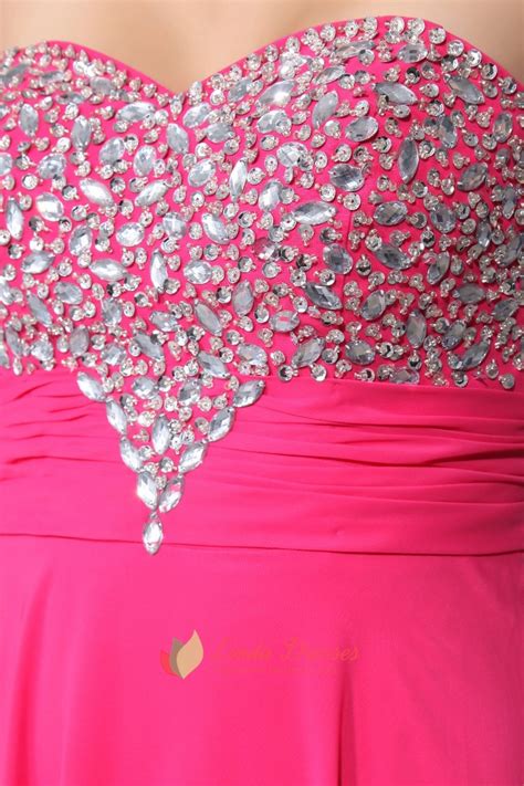 Hot Pink Prom Dresses With Diamonds 2016 For Women Fuschia Crystal Beaded Top Long Prom Dress