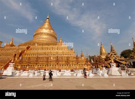 The Golden Buddhist Shwe Zi Gon Pagoda Or Temple Bagan Myanmar