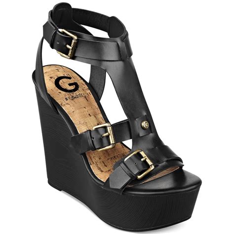 Lyst G By Guess Womens Tazzy Platform Wedge Sandals In Black