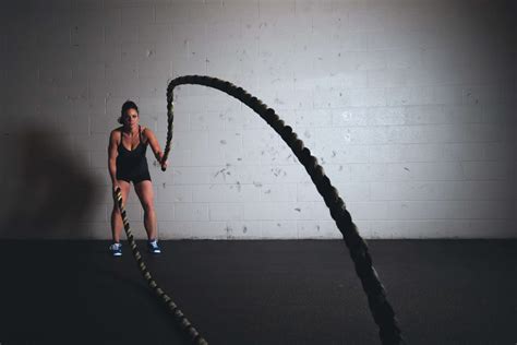 Crossfit Exercise Fitness Gym Health Indoors Person Rope Jumping Ropes Sport Strong