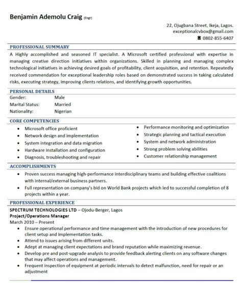 Your portfolio testifies to your skills. Good CV Sample - Jobs/Vacancies - Nigeria