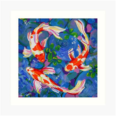 Koi Acrylic Koi Fish Painting Art Print For Sale By Eveiart Redbubble
