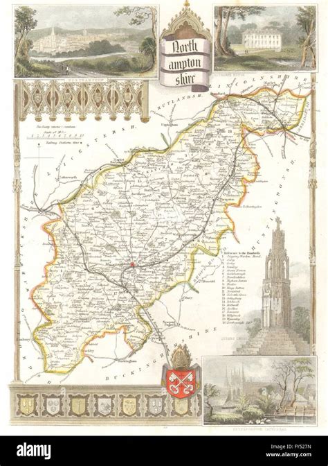 Northamptonshire Antique Hand Coloured County Map By Thomas Moule