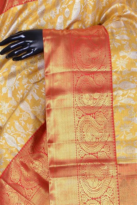 Buy Golden Yellow Zari Woven Kanchipuram Silk Saree Online Kanjivaram Sarees Silk Madisar