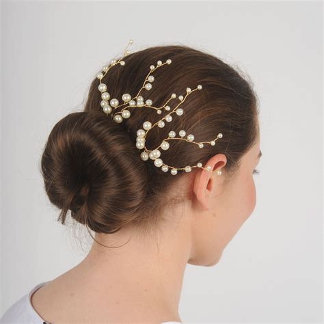 Gold Pearl Hair Pieces Gold Hair Pins With Pearls Bridal Etsy Pearl Hair Piece Pearl Hair
