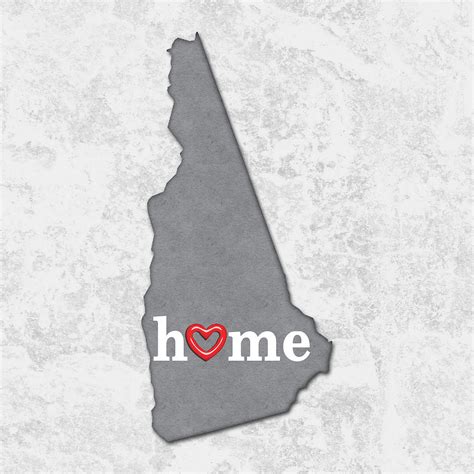 State Map Outline New Hampshire With Heart In Home Painting By Elaine