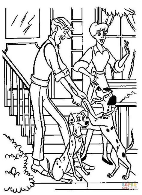 Pongo Perdita And Their Owners Coloring Page Free Printable Coloring Pages