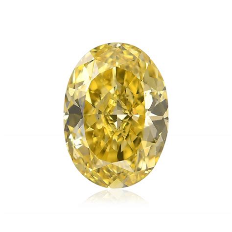 068 Carat Fancy Vivid Yellow Diamond Oval Shape Vvs1 Clarity Gia