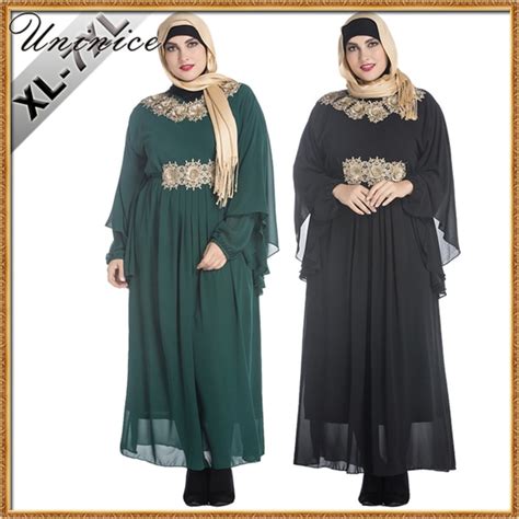 Muslim Womens Maxi Dress Appliques Lace Plus Size Abaya Turkish Dubai