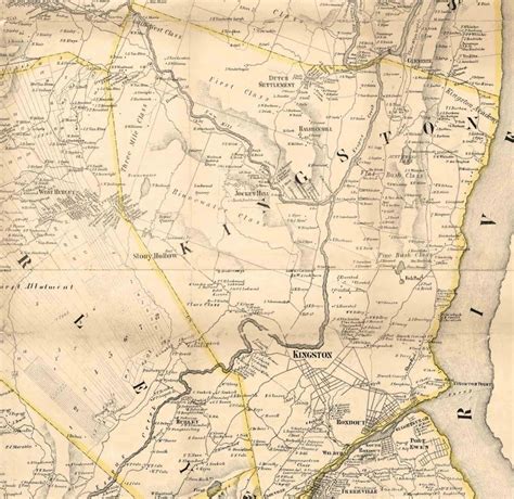 Ulster County New York 1858 Wall Map With Homeowner Names Etsy