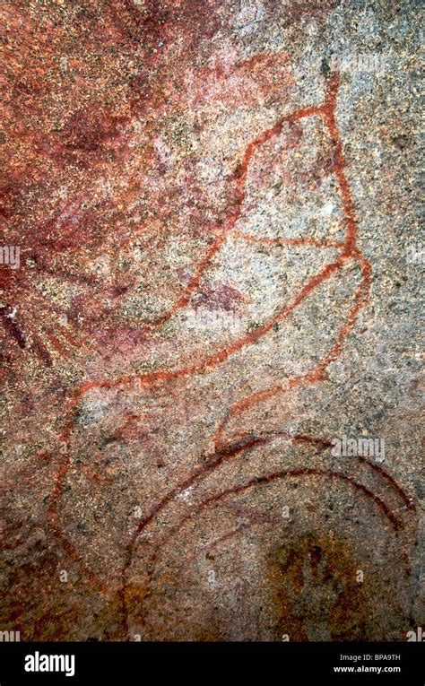 Aboriginal Painting Mulkas Cave Near Hyden Western Australia Stock