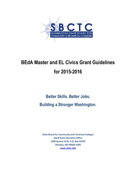 Beda Master And El Civics Grant Guidelines For 2015 2016