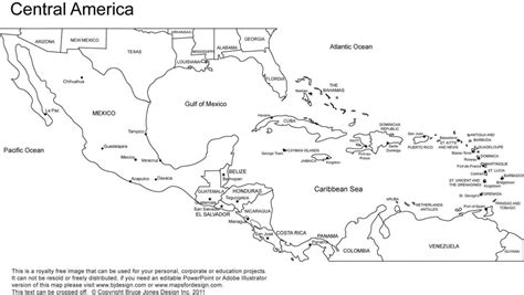 Outline Map Of Central America And Travel Information Download