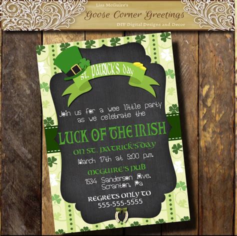 St Patricks Day Invitationchalkboard