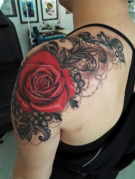 I Just Love Fresh Red Rose And Lace Tattooso Girly