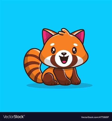 Cute Red Panda Sitting Cartoon Royalty Free Vector Image