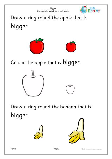 Bigger 1 Shape And Measures Maths Worksheets For Later Reception