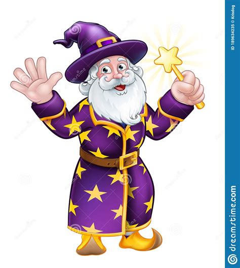 Wizard Cartoon Character With Wand Stock Vector Illustration Of Magic