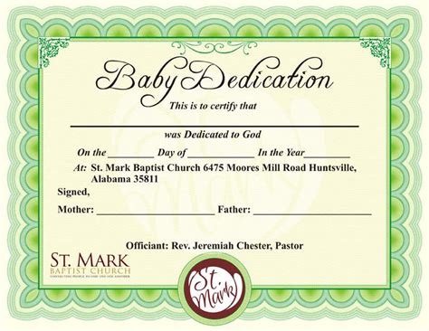 Printable Child Dedication Certificate