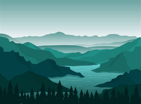Dribbble Winding River Mountain Forest Beautiful Rural Nature