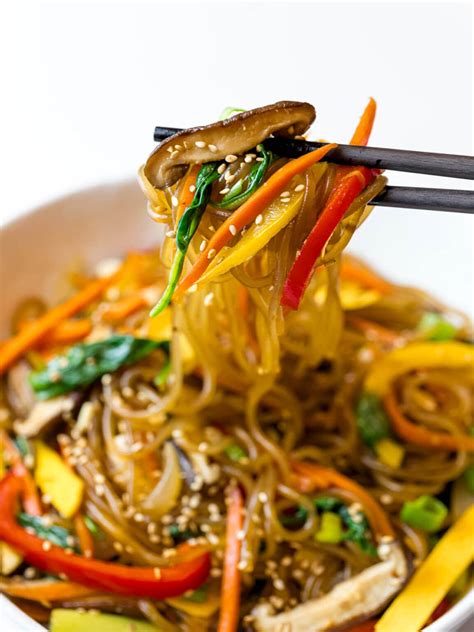 Easy Japchae Korean Glass Noodle Stir Fry Drive Me Hungry