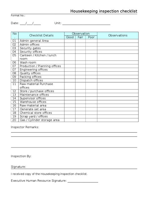 Monthly warehouse inspection checklist this timetable will assist you in the timely completion of various protocols in order to obtain certification. Regulae: Housekeeping Warehouse Inspection Checklist