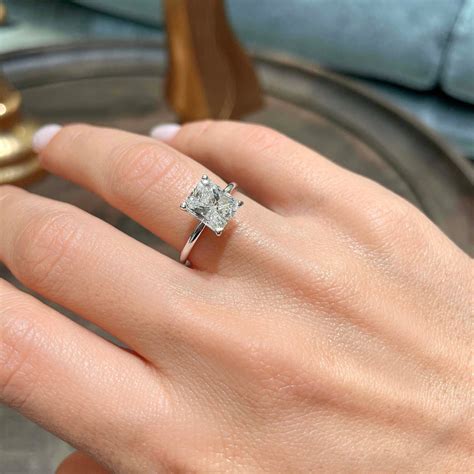 Solitaire Engagement Ring 2 Carat Radiant Cut Diamond Ring Etsy