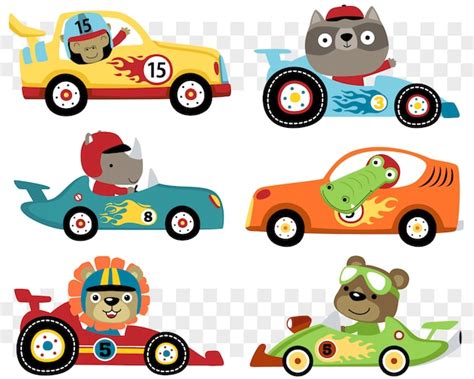 Desenhos Animados De Carros De Corrida Carros De Brinquedo Escavadora