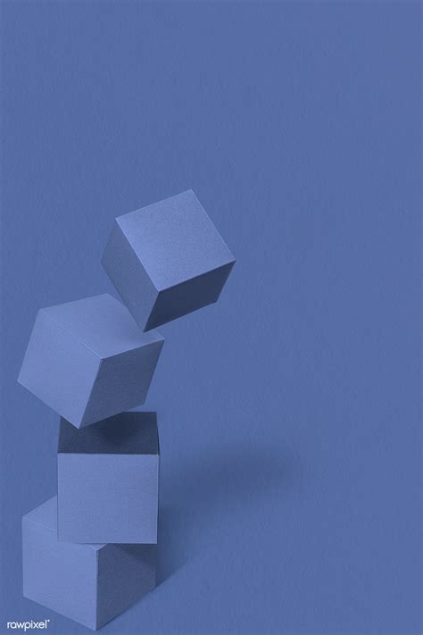 3d Indigo Paper Craft Cubic Patterned Background Free Image By