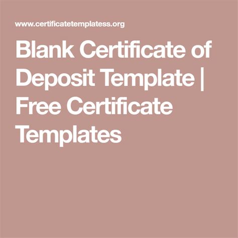 Certificate Of Deposit Template Free