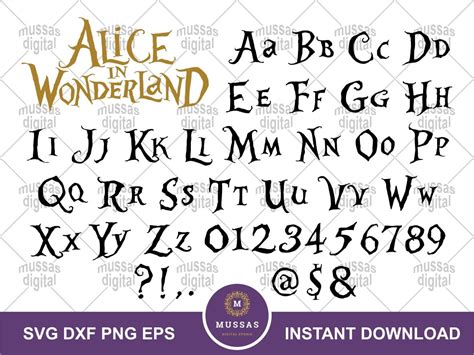 Alice In Wonderland Alphabets Font Svg