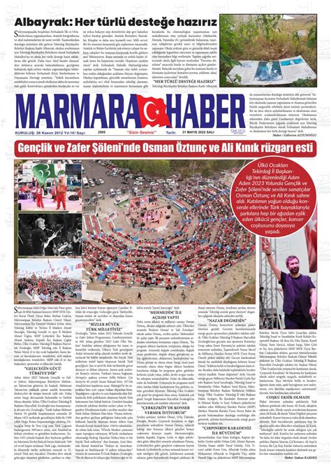 May S Tarihli Marmara Haber Gazete Man Etleri