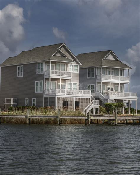 Outer Banks Beach Homes Waterfront Houses Stock Image Image Of Coast
