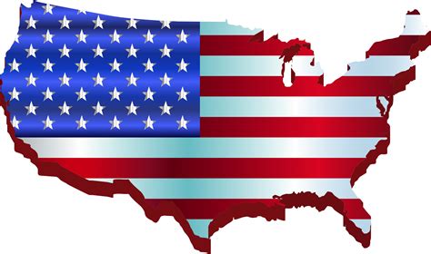 Clipart 3d America Map Flag Enhanced