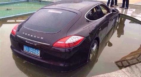 Porsche Panamera Crashes Into Chinese Pond Gtspirit
