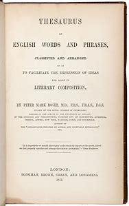 Image result for 1852 - The first edition of Peter Roget's Thesaurus