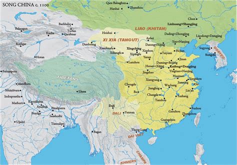 Song Dynasty Map Showing The Major Cities Circa 1100 Ad LÉtat Joue